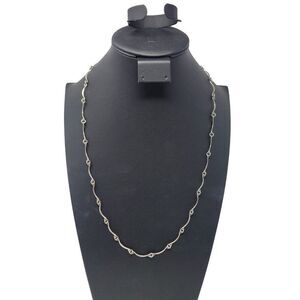 Vtg Artisan Sterling‎ Silver Delicate Wave Link Matinee Necklace 27" Scallop